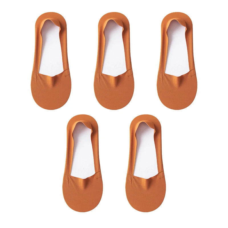 Women's Cotton No-Show Socks – Silicone Grip, 5 Pairs