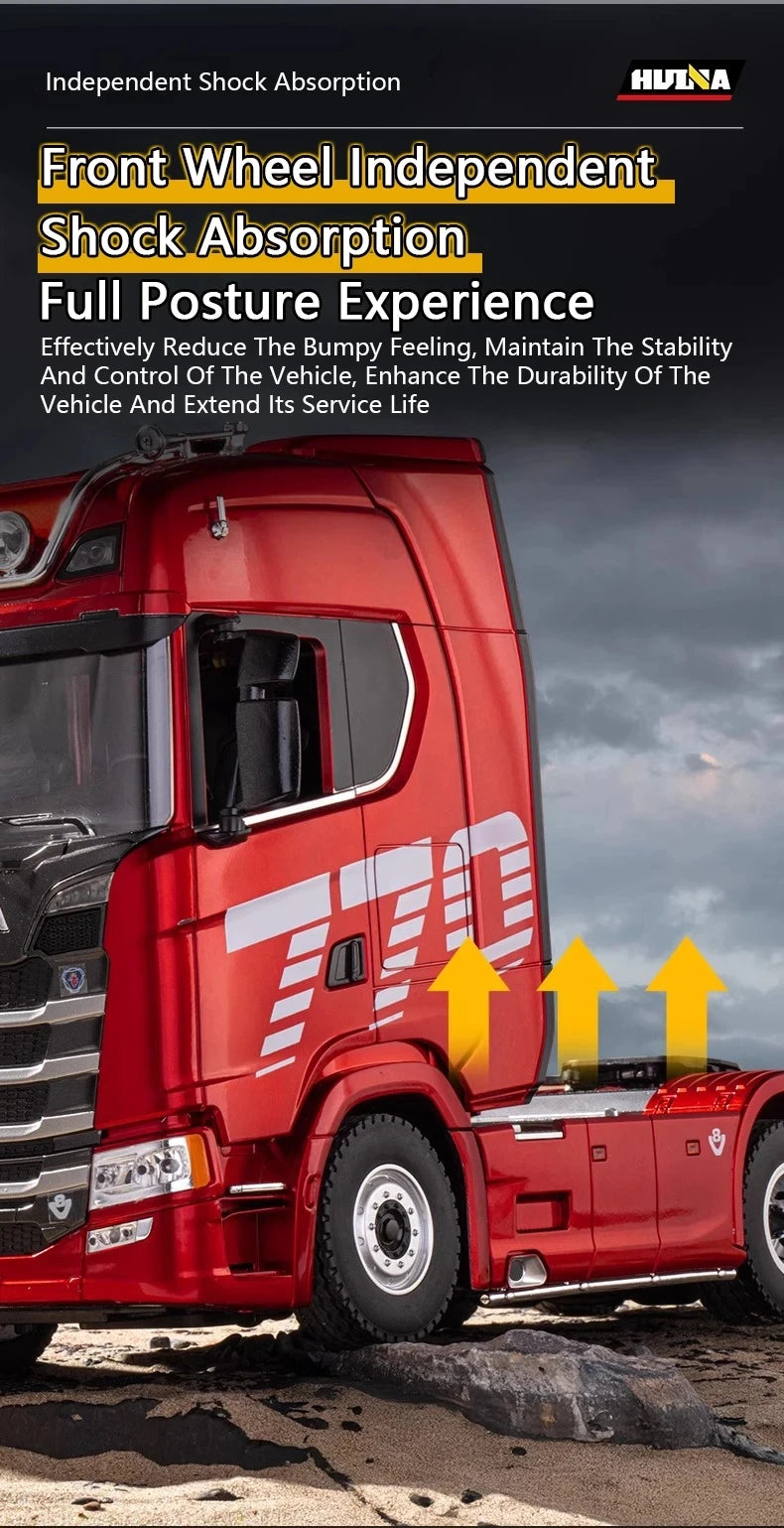 HUINA 1501 1:18 Scale RC Semi Trailer Truck with Sound & Lights – 770S Flatbed Engineering Model