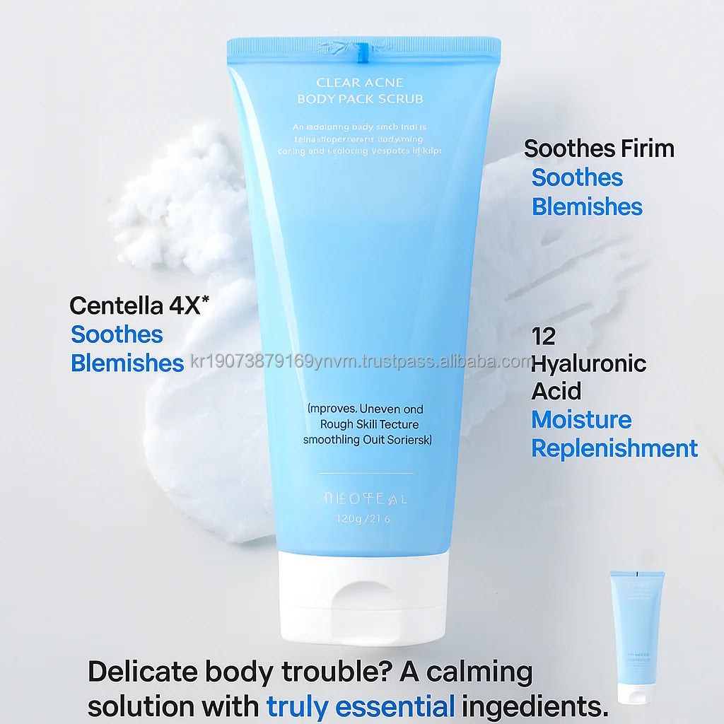 K Beauty Centella Body Salt Scrub with 12 Hyaluronic Acid — Glow Skin Exfoliating Korean Skincare