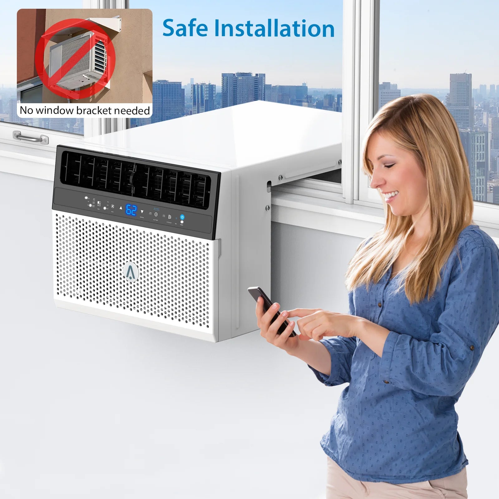 6,000 BTU Window Air Conditioner — Washable Filter, Quiet Operation, Cools up to 269 Sq Ft, 110V/60Hz