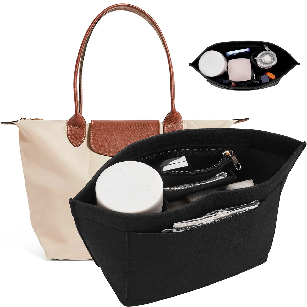 Felt Purse Organizer Insert – 5 Colors, 3 Sizes – Handbag Inner Liner for Totes & Purses