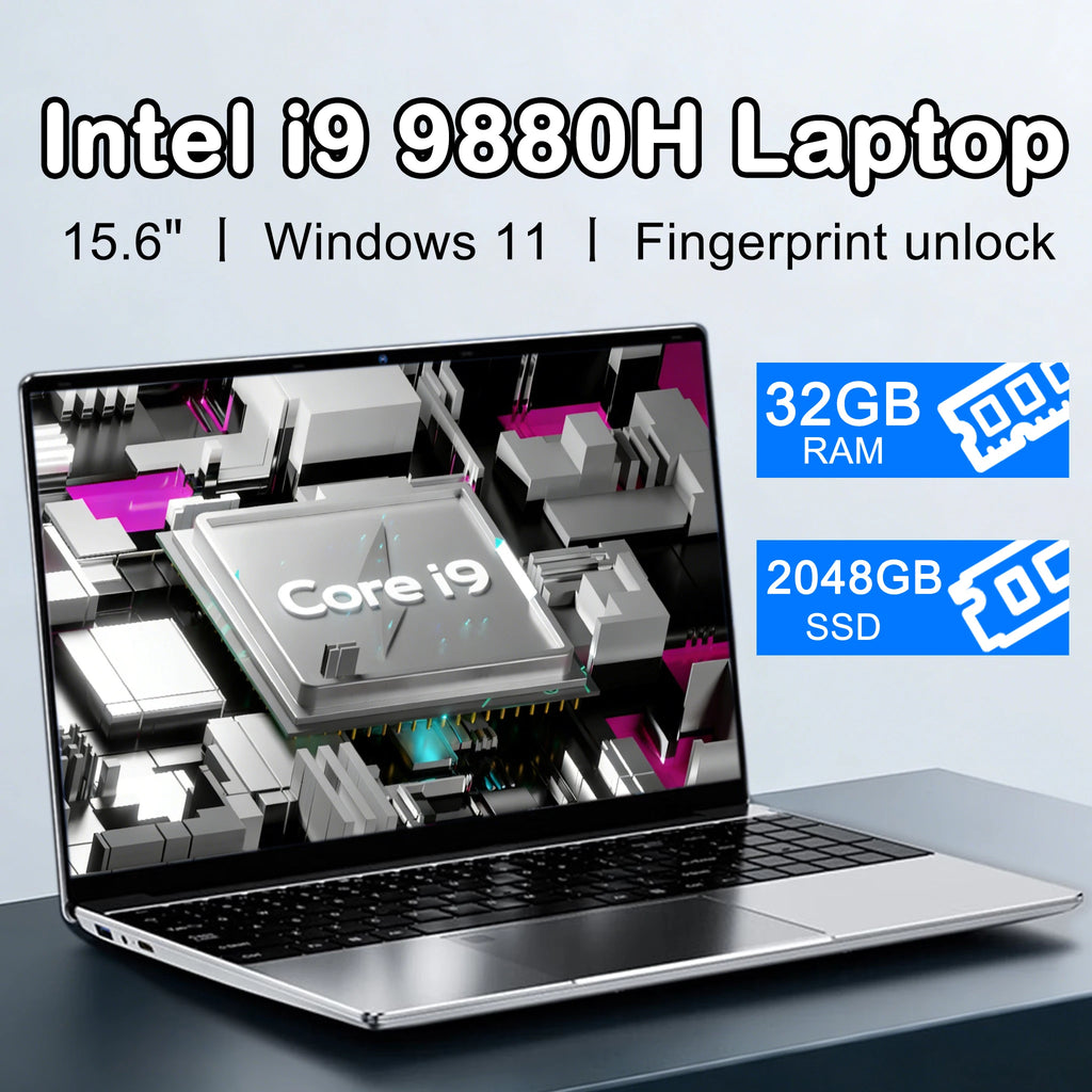 17" Intel Core i9-9880H Ultra Slim Gaming Laptop – Up to 32GB DDR3, 2TB SSD, Fingerprint, Windows 11