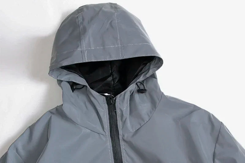 Reflective Luminous Couple Dancer Jacket — Solid Color Polyester Windbreaker