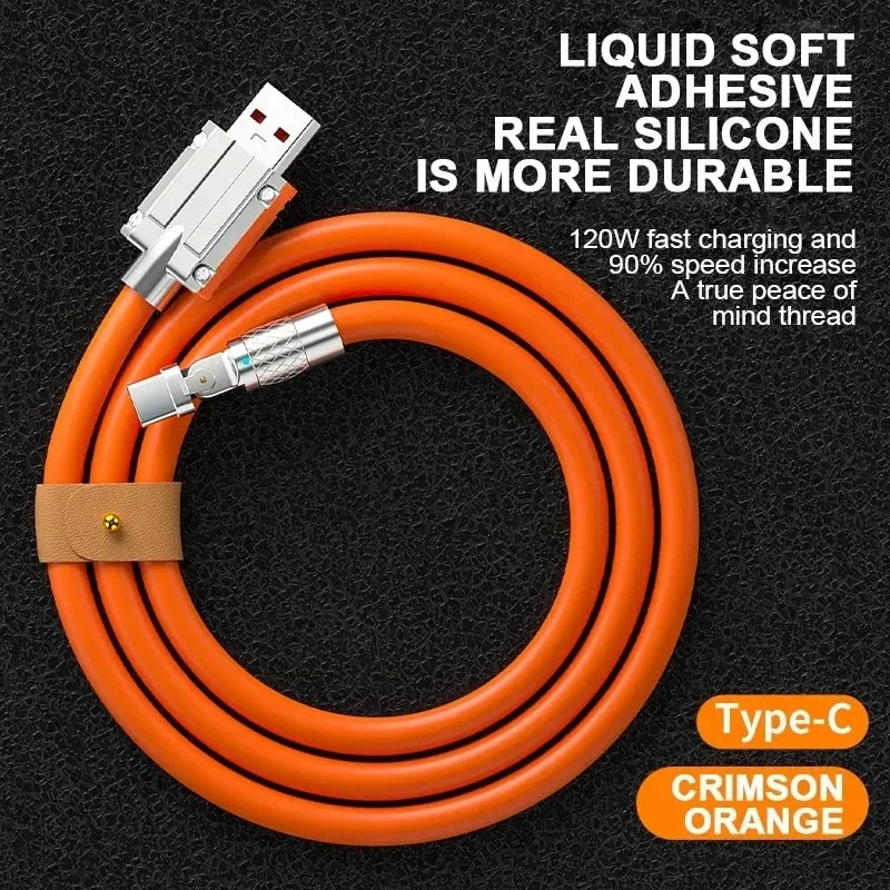 DAINU 120W 7A USB-C Fast Charge Cable – 180° Elbow Gaming Design, Liquid Silicone, 1m/1.5m/2m