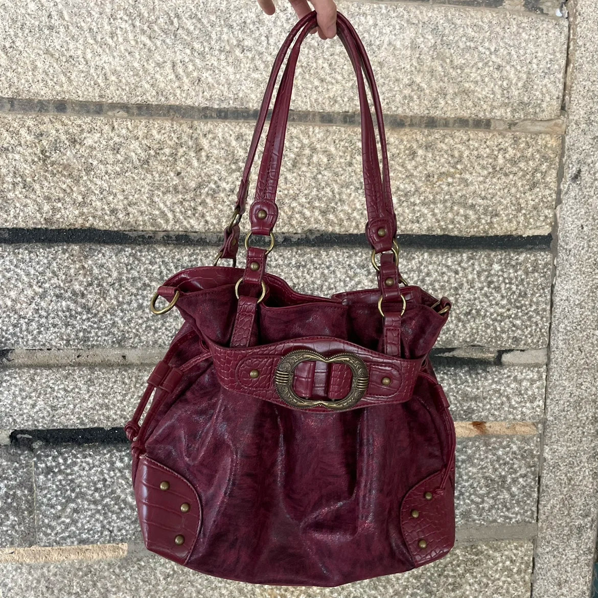 ABQP Vintage Distressed Large Capacity Underarm Tote Crossbody Bag – Designer Shoulder Handbag for Women