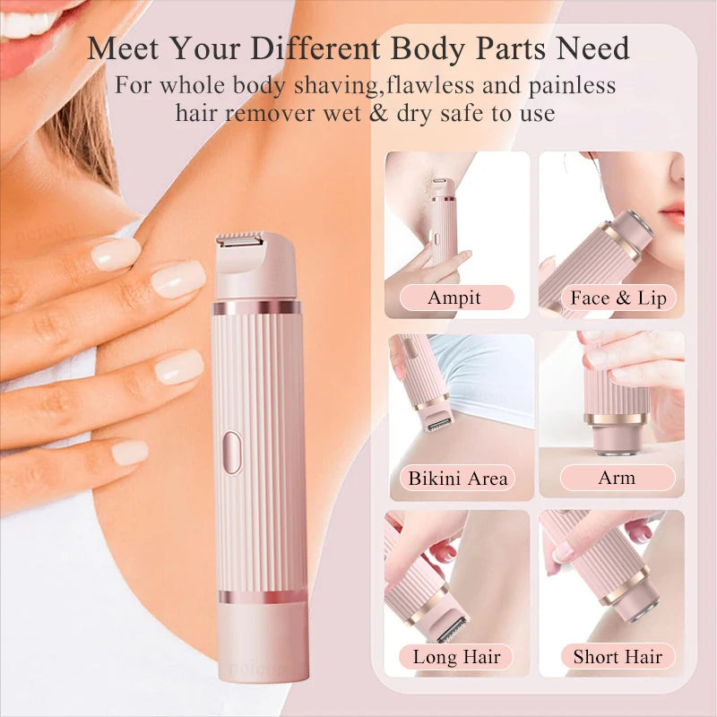 Peicon Women's Dual-Head Electric Epilator & Body Shaver – IPX7 Waterproof, USB Rechargeable