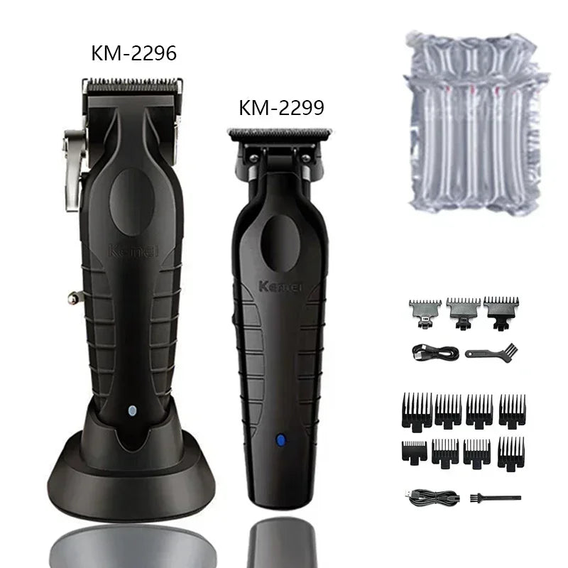 Kemei KM-2296 Professional Hair Clipper – Seat Charger, Stainless Steel Blade, 90-Min Battery, Cordless
