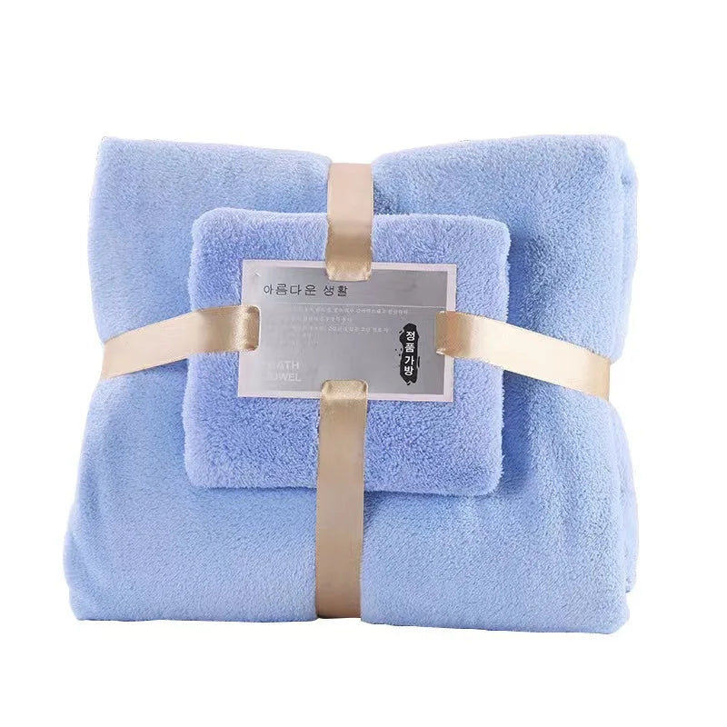 2-Piece Super Soft Coral Velvet Bath Towel Set – Highly Absorbent, Hotel & Spa Quality