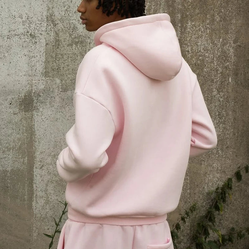 Men's Solid Color Oversized Hoodie & Sweatpants Set – Loose Pullover Street Fashion