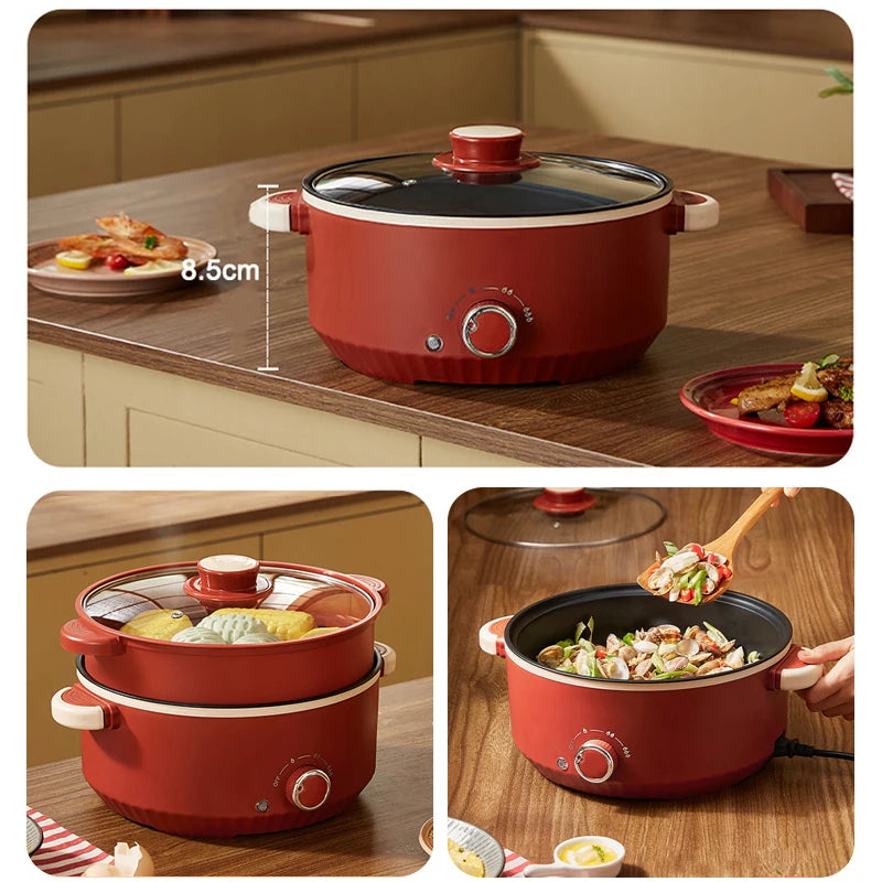 DMWD 3L Multifunctional Electric Cooking Pot – Non-Stick Hot Pot, Rice Cooker, Noodle & Soup Steamer