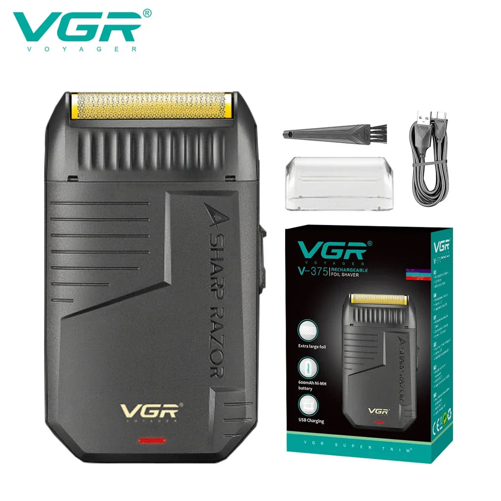 VGR V-375 Professional Foil Electric Shaver – Rechargeable, Pop-Up Trimmer, USB-C Fast Charge