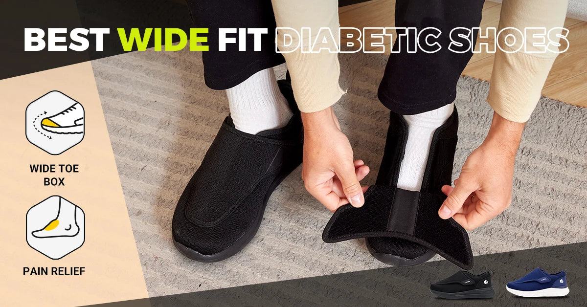 Men's Extra Wide Adjustable Diabetic Shoes – Orthopedic Walking Shoes for Elderly Swollen Feet & Foot Pain