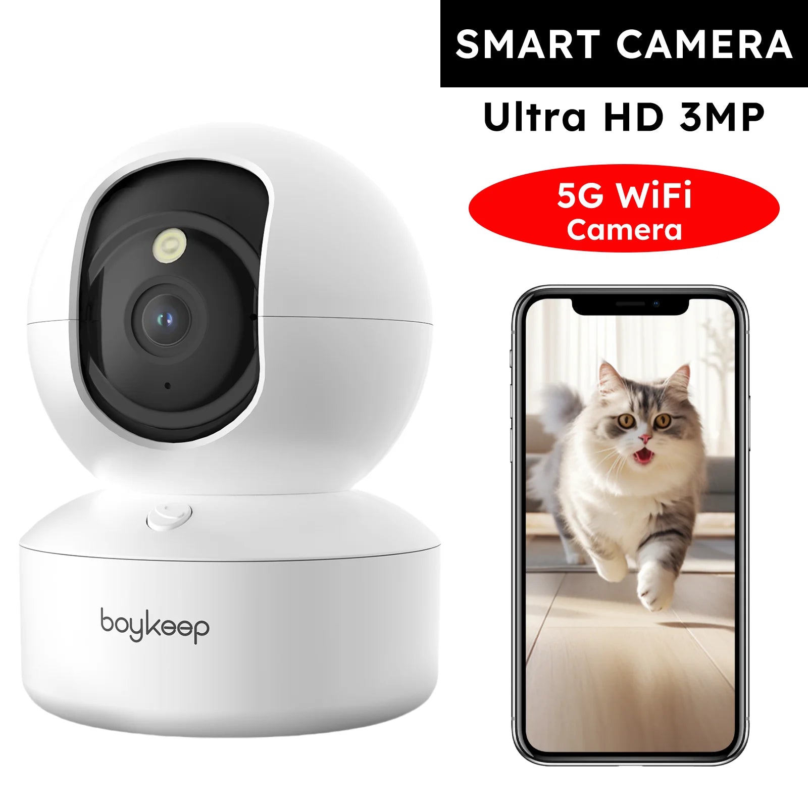 2K Pet & Baby Camera – 5G/2.4GHz WiFi, 360° Pan & Tilt, Color Night Vision, 2-Way Audio, Indoor Security