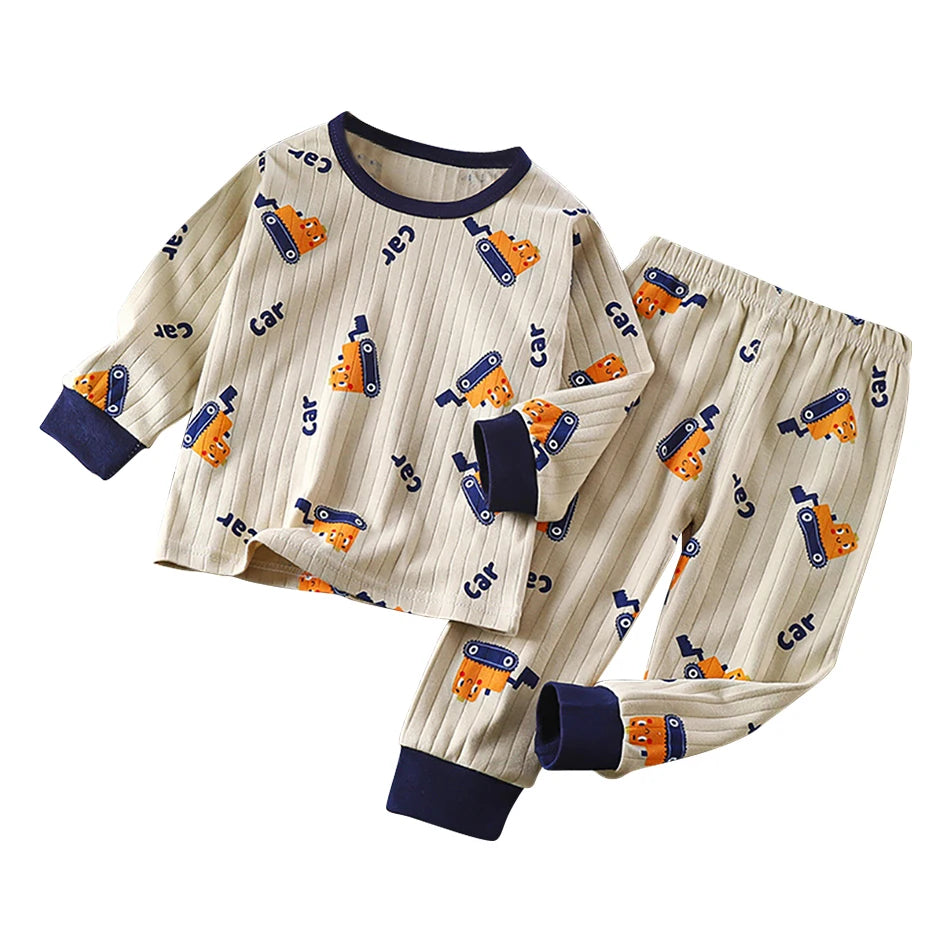 Kids' Casual Autumn Long Sleeve Cartoon Pajamas Set | Soft Comfortable Sleepwear Boys & Girls