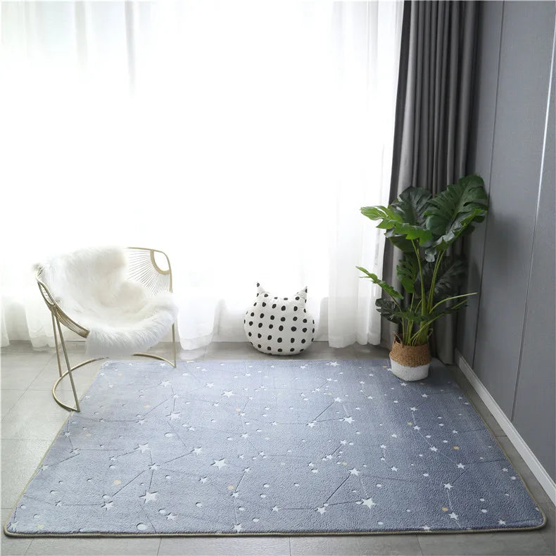 Rainbow Unicorn Glow in the Dark Area Rug – Large Kids Room Carpet with Stars