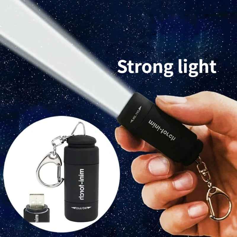 USB Mini Keychain Flashlight – Rechargeable EDC Torch, Waterproof, 16 Colors, Pocket-Sized LED Light