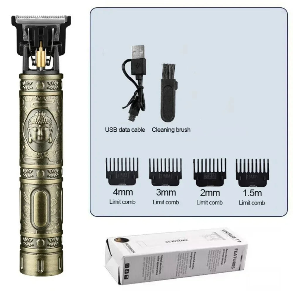 T9 Professional Hair Clipper & Beard Trimmer – Wet/Dry, USB Fast Charge, 90-Min Runtime, CE