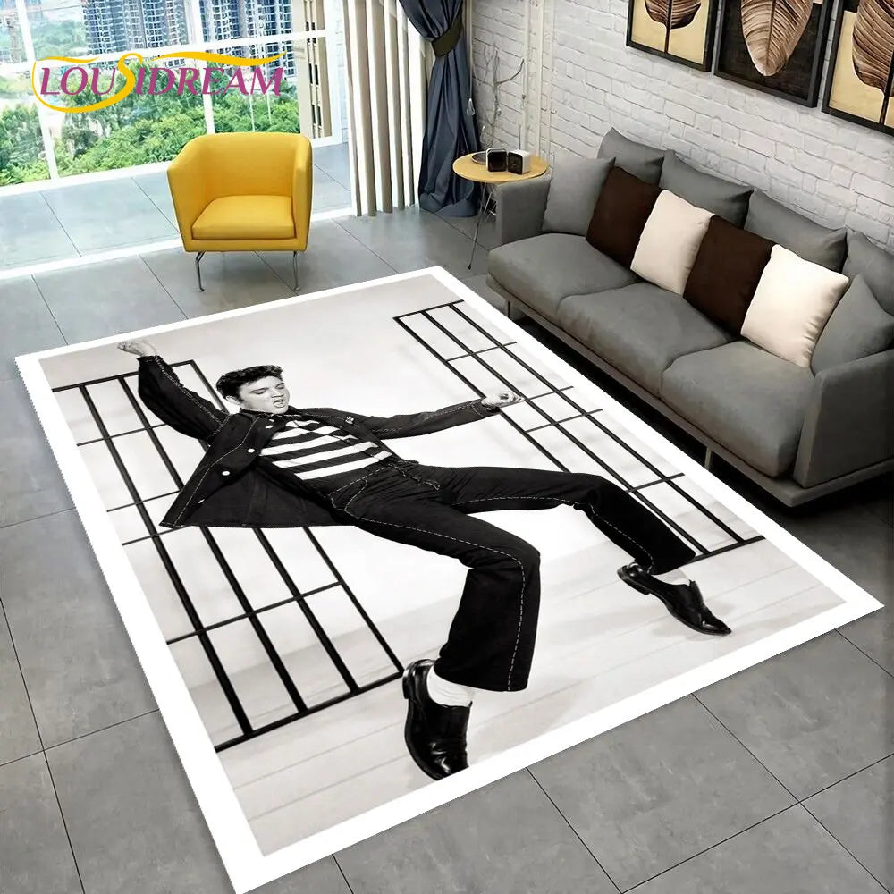 The King Elvis Presley Retro Area Rug,Carpet Rug for Living Room Bedroom Sofa Doormat Decoration,kids Play Non-slip Floor Mat 3D