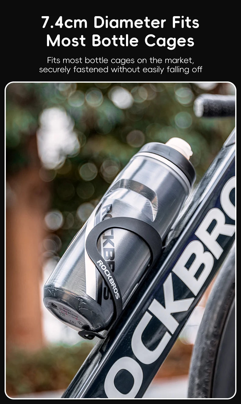 ROCKBROS 620ml Insulated Cycling Water Bottle – Thermal Triple-Layer Squeeze Bike Bottle with Silicone Nozzle