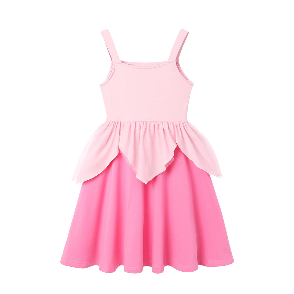 Girls' Princess Costume Dress – Mermaid & Rapunzel One-Shoulder Short Sleeve Summer Casual Vest