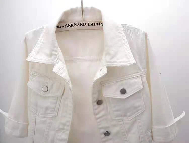 Women's Denim Jacket – Short Casual Jean Coat in Pink, White, Light Blue & Lavender