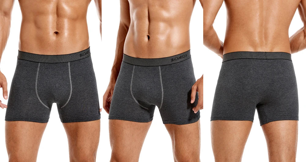 Men's Cotton-Blend Boxer Briefs with Letter Waistband, 4-Pack