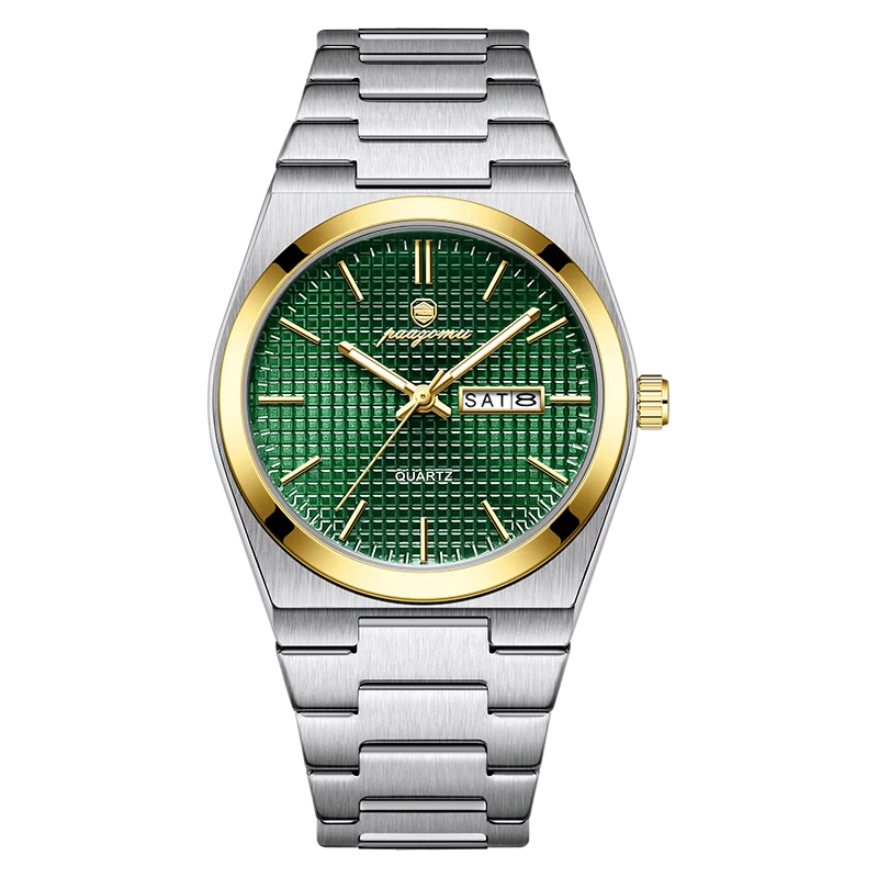 PAAZOMU Men's Luxury Waterproof Quartz Watch | Luminous Date Week Stainless Steel Sport Wristwatch