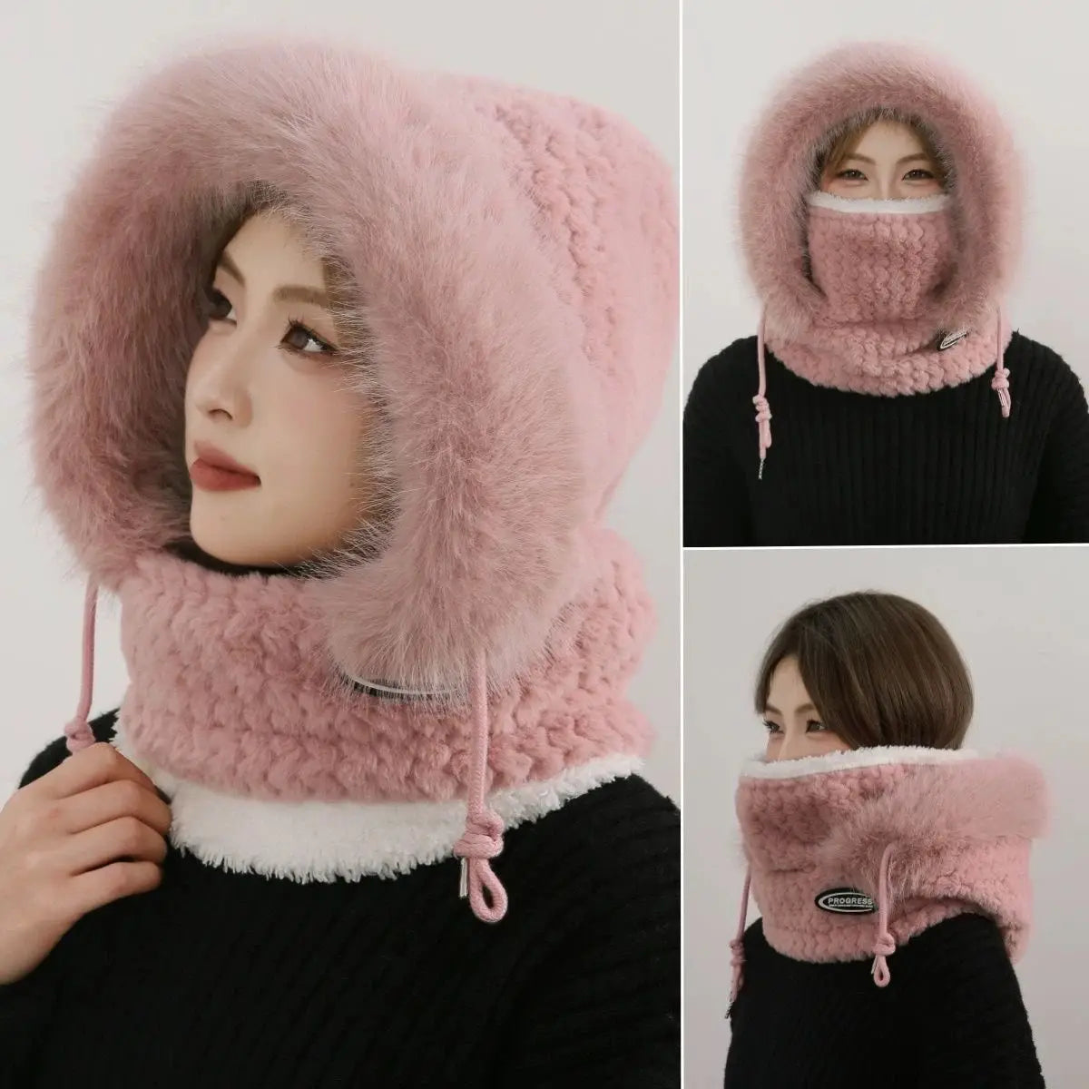 Women's Plush Winter Hood with Face and Neck Cover