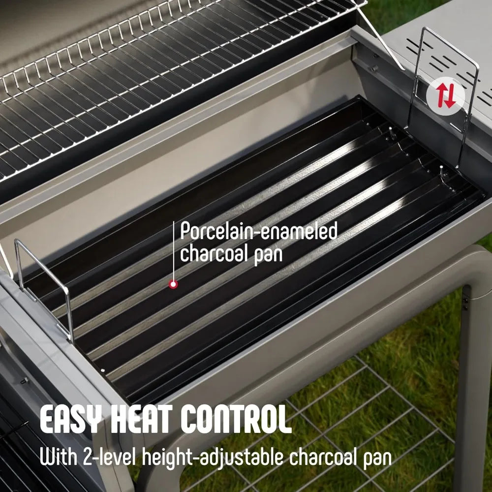30-Inch Heavy-Duty Charcoal Grill with Offset Smoker | 815 Sq. In. Cooking Space, Side Table, Adjustable Vents, Wheels, Outdoor BBQ for Backyard & Patio