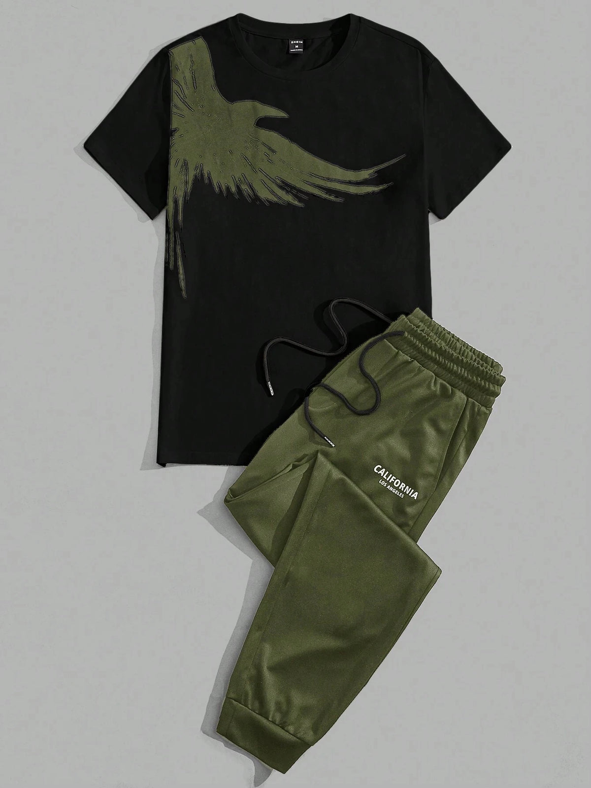 Men's Eagle Print T-Shirt & Shorts Sport Set – Casual 2-Piece Leisure Outfit