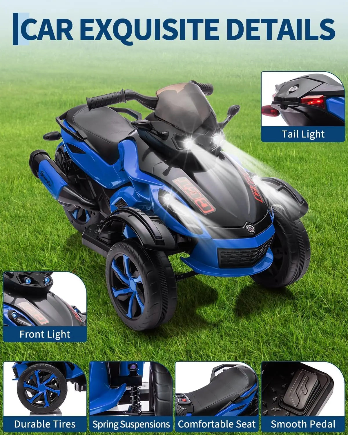 12V Kids Ride-On ATV – 3-Wheel Electric Toy with LED Lights