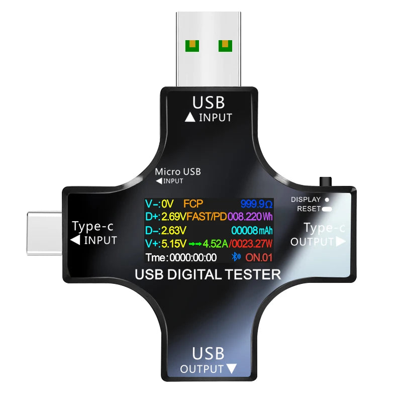 USB Tester Type-C PD Digital Capacity Meter — Voltage, Current & Power Measurement