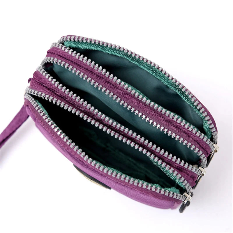Fashion ladies crossbody bag  large capacity single shoulder bag with three zippers  phone and loose change storage bag
