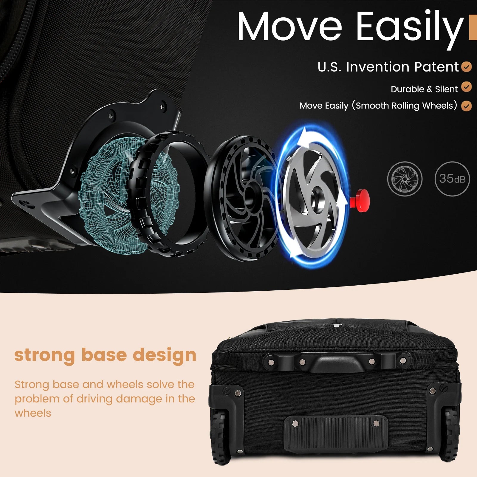 18" Waterproof Rolling Briefcase — Wheeled Laptop Business Bag