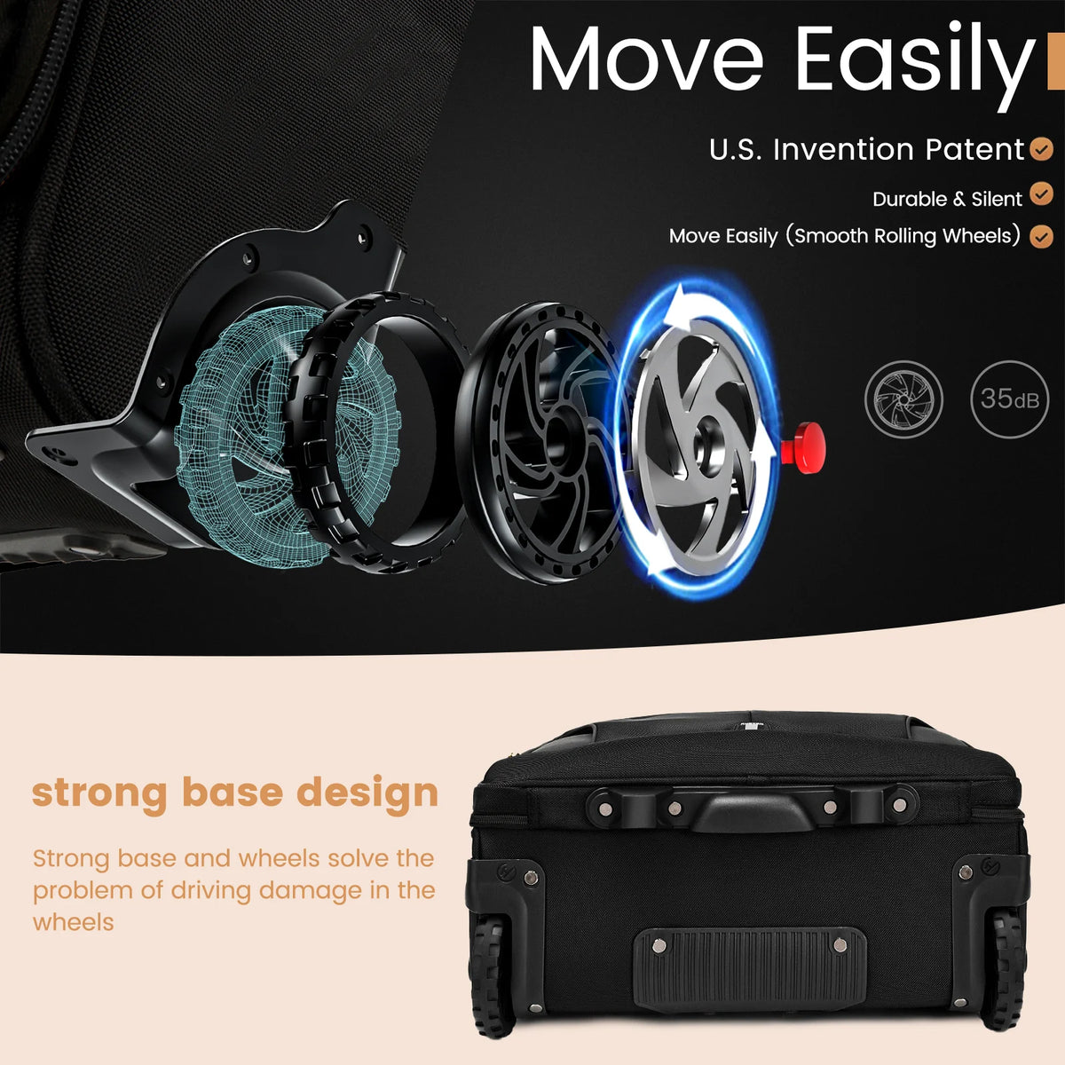 Rolling Laptop Briefcase – Waterproof 2-Wheel Business Luggage