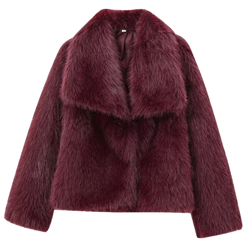 Women's Plush Faux Fur Crop Bomber Jacket – Thick High Street Winter Coat