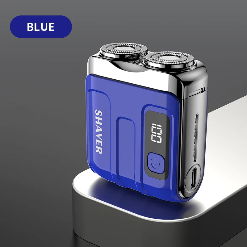 Mini Electric Smart Shaver – Digital Display, Dual Blade Rechargeable Beard Trimmer for Home & Car