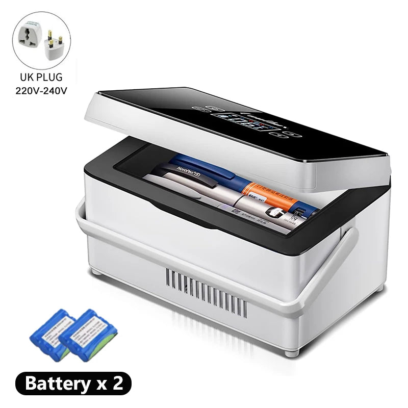 Portable Insulin Cooler Box – Medicine Refrigerator with 2 Batteries for Travel & Outdoor