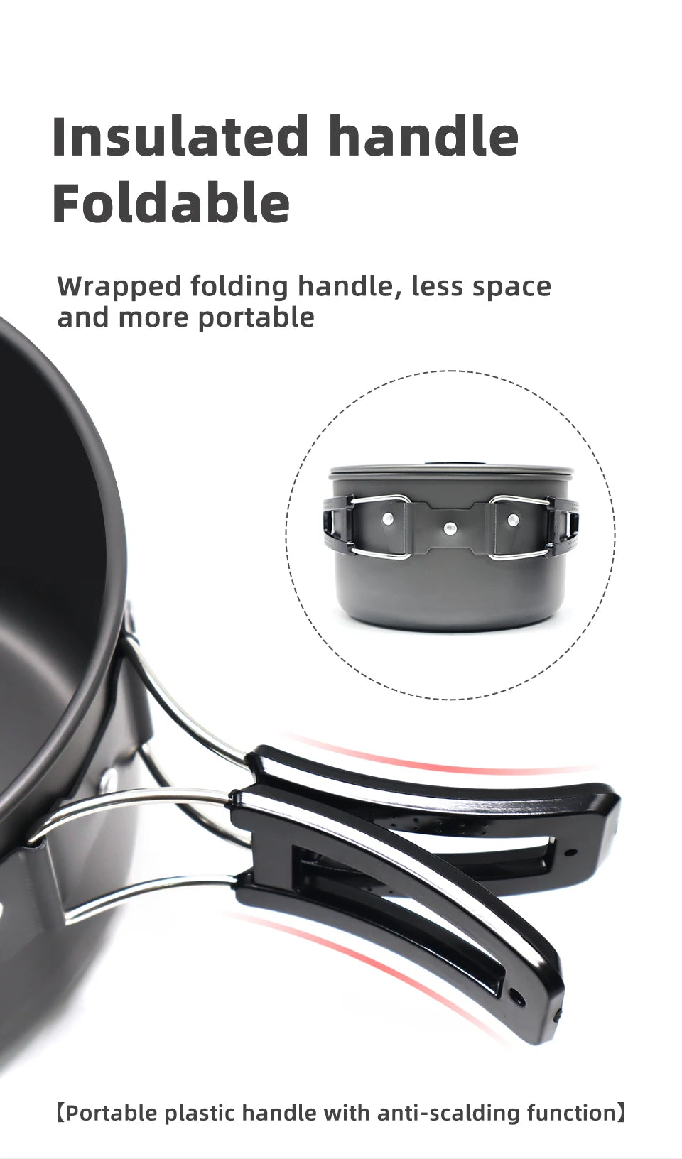 PACOONE Camping Cookware Set — Portable Outdoor Pot, Pan, Kettle & Tableware Kit