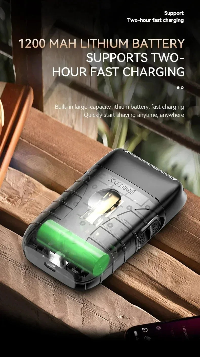 Kemei Professional Hair Clipper & Beard Trimmer – LCD Display, Wet/Dry, USB Fast Charge
