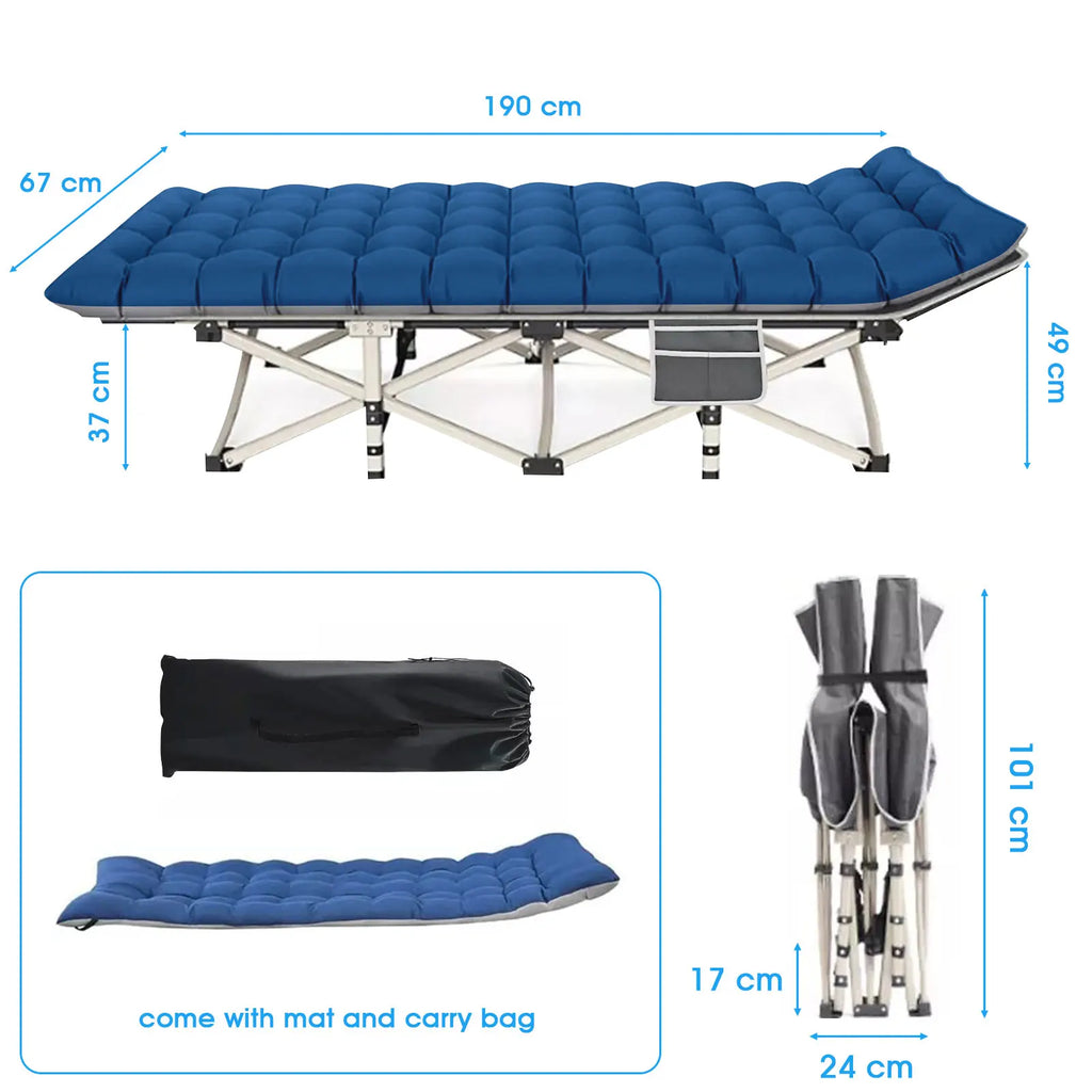 Folding Camping Cot – Heavy Duty 200KG Capacity, Portable Outdoor Bed for Adults, Beach, RV & Home