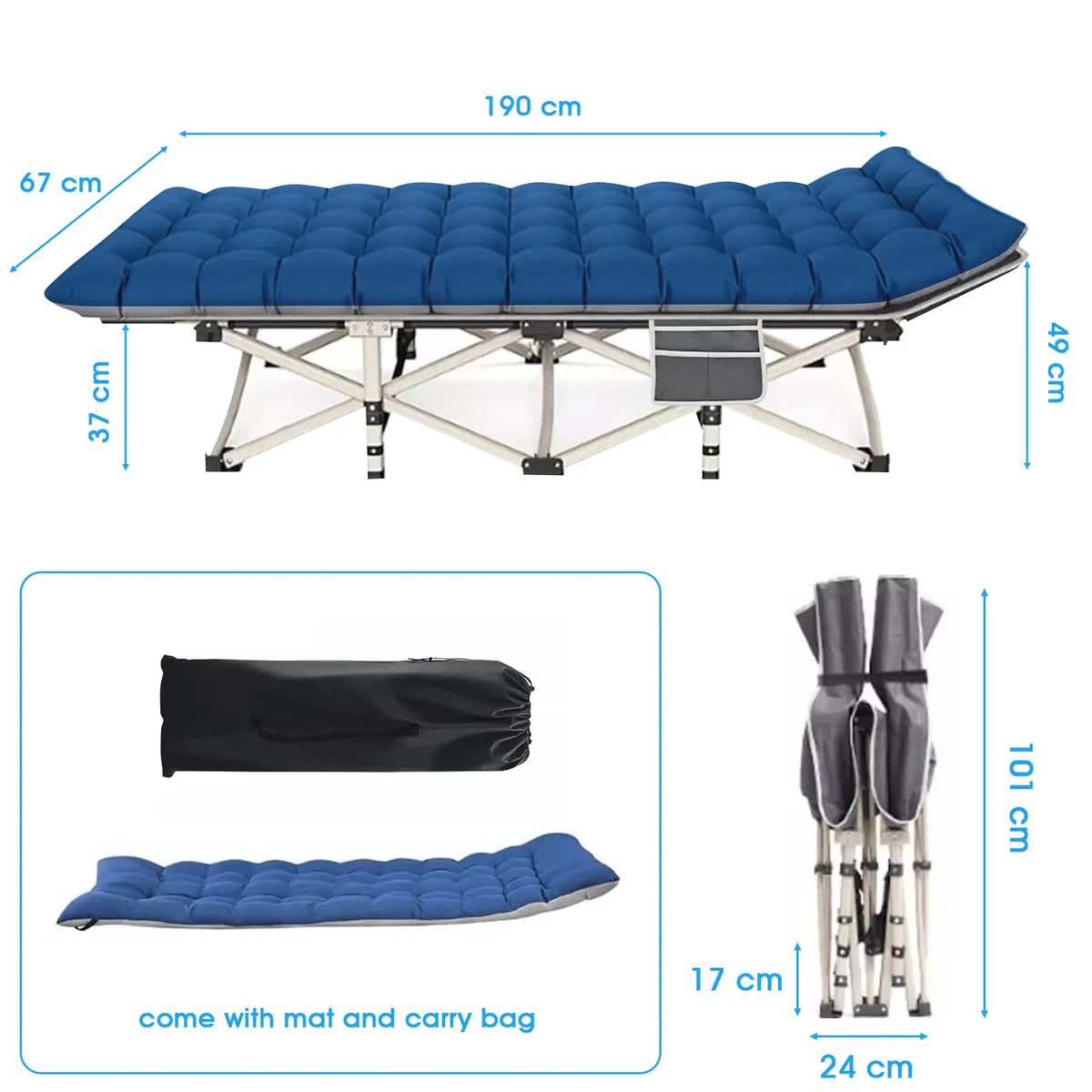 Folding Camping Cot – Heavy Duty 200KG Capacity, Portable Outdoor Bed for Adults, Beach, RV & Home