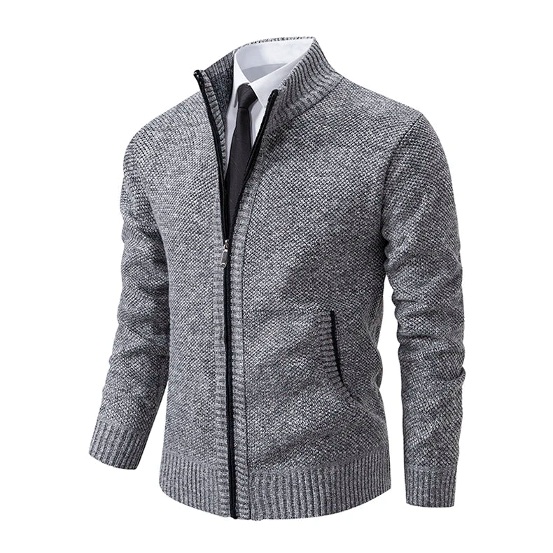 Men's Fleece Zip Cardigan Jacket — Warm Casual Layering Piece