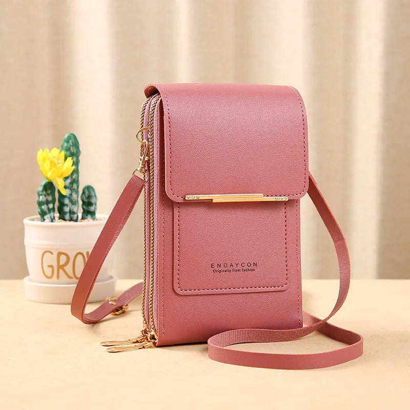 Women's Touch Screen Phone Crossbody Bag – Soft Leather Shoulder Purse & Messenger Handbag