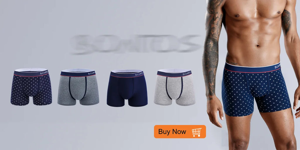 Men's Cotton-Blend Boxer Briefs with Letter Waistband, 4-Pack