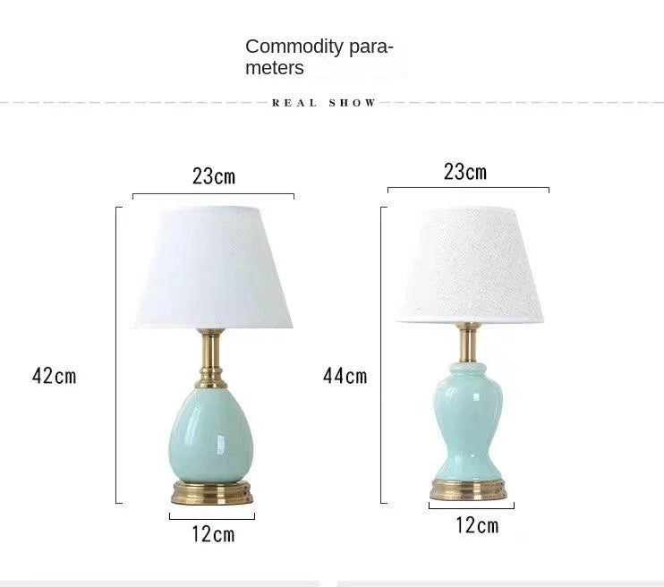 French Style Ceramic Lamp – Fabric Shade