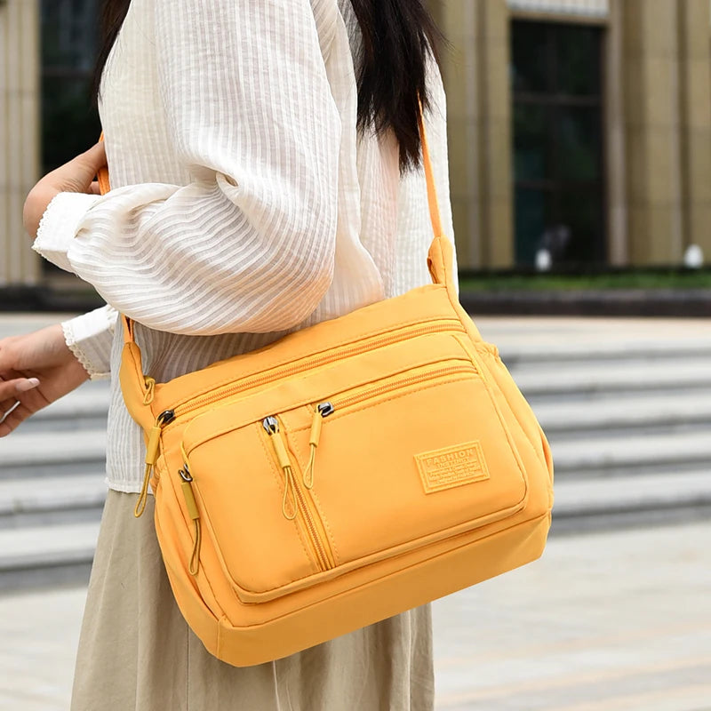 Fashion Women's Crossbody Bag Multi-Pockets High-Quality Waterproof Nylon Large Capacity Shoulder Messenger Handbag