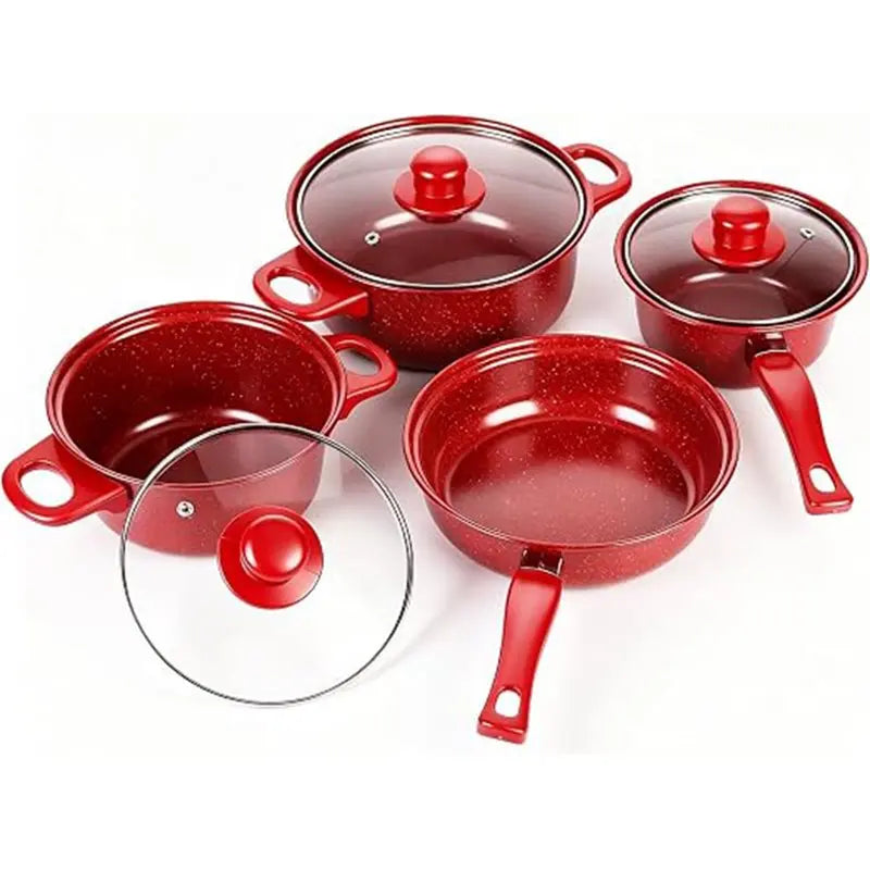 13-Piece Nonstick Cookware Set – Red Pots, Pan & Utensils