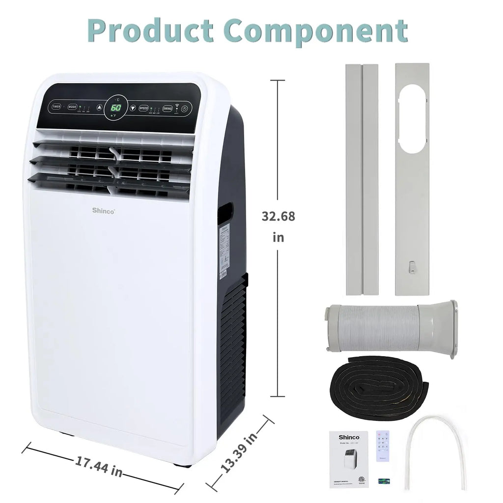 12000 BTU Portable Air Conditioner WiFi Cool Fan Dehumidifier 450 SqFt Remote 24H Timer Install Kit, Custom