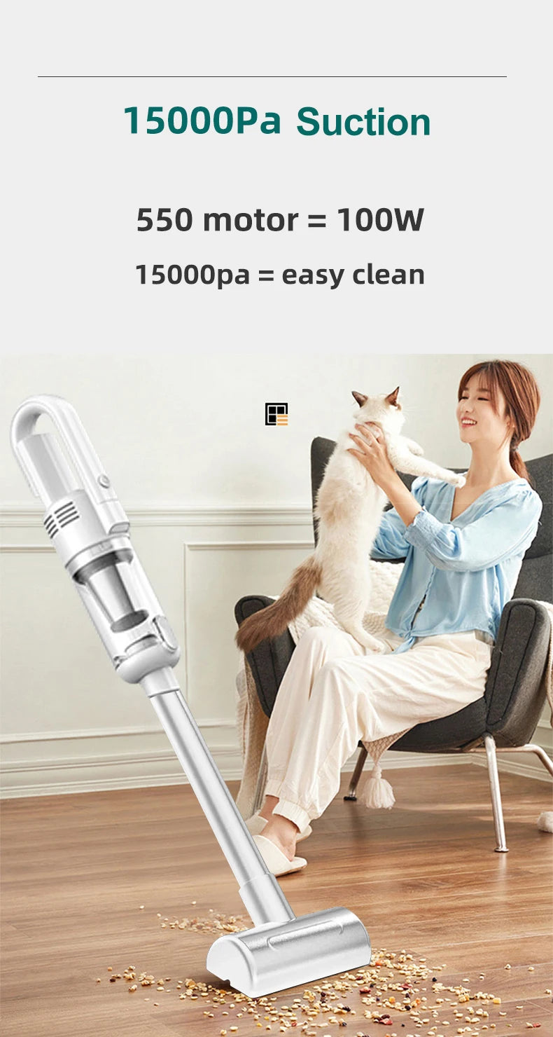 Handheld Wireless Vacuum Cleaner — Powerful Suction, HEPA Filter for Car & Home